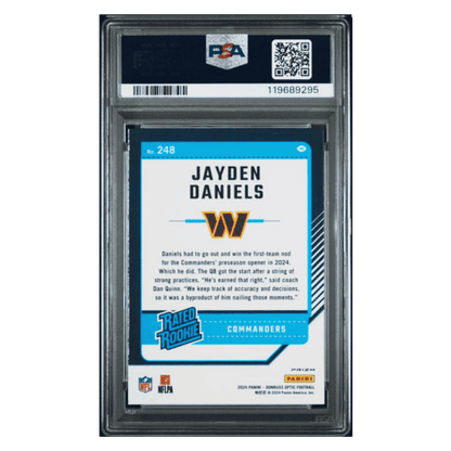 Jayden Daniels PSA 9 2024 Panini Donruss Optic Green Hyper Rated Rookie Card #248