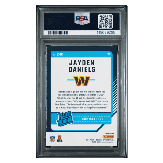 Jayden Daniels PSA 9 2024 Panini Donruss Optic Green Hyper Rated Rookie Card #248