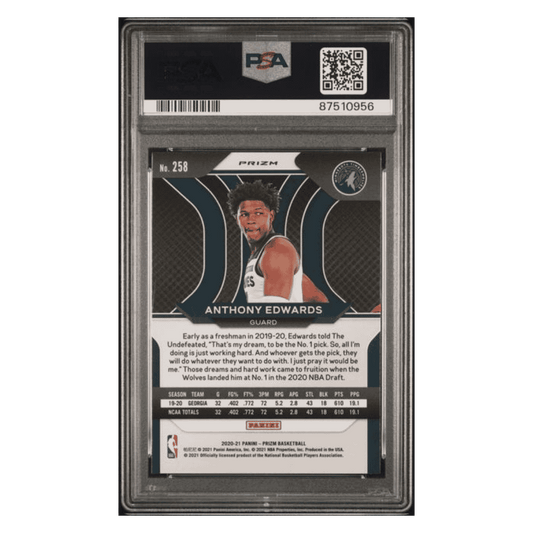 Anthony Edwards PSA 9 2020 Panini Prizm Red Ice Rookie RC Card #258
