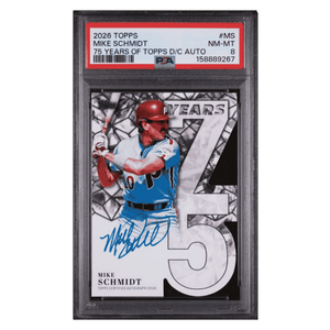 Mike Schmidt PSA 8 2026 Topps 75 Years of Topps Die Cut Autograph #d/ 75 Card #M5