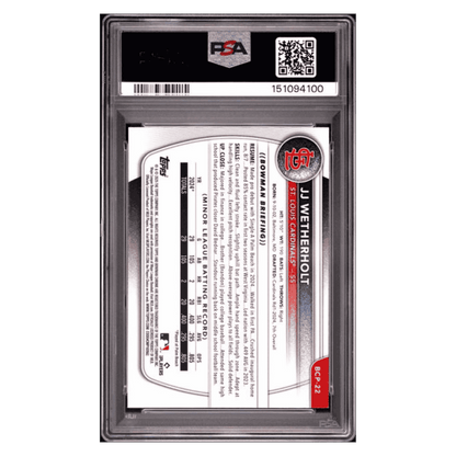 JJ Wetherholt PSA 9 2025 Topps Bowman Mega Box Prospects Card #22