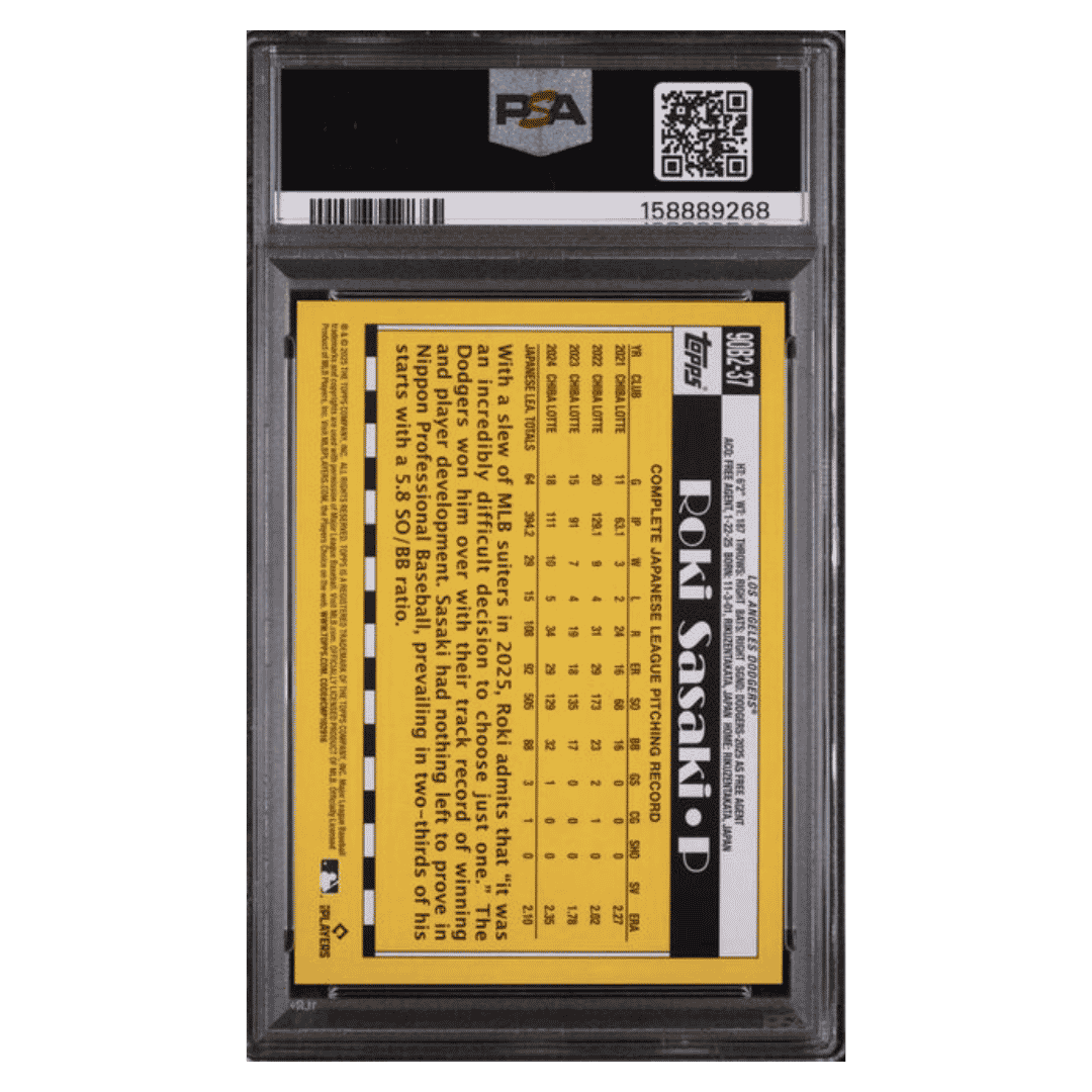 Roki Sasaki PSA 9 2025 Topps 1990 Topps Green Crackle Foil #d/ 99 Card #90B2-37