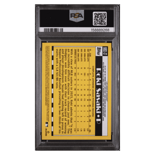 Roki Sasaki PSA 9 2025 Topps 1990 Topps Green Crackle Foil #d/ 99 Card #90B2-37