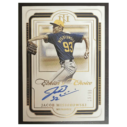 Jacob Misiorowski 2025 Panini National Treasures Ecklar's Choice Autograph #d/ 99 Card #EC-JMS