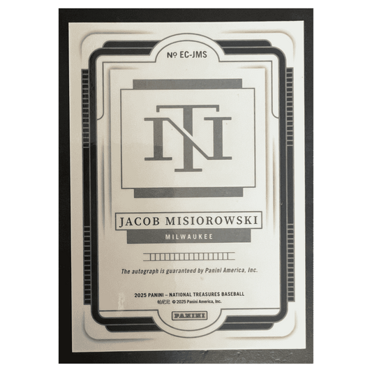 Jacob Misiorowski 2025 Panini National Treasures Ecklar's Choice Autograph #d/ 99 Card #EC-JMS