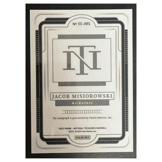 Jacob Misiorowski 2025 Panini National Treasures Ecklar's Choice Autograph #d/ 99 Card #EC-JMS