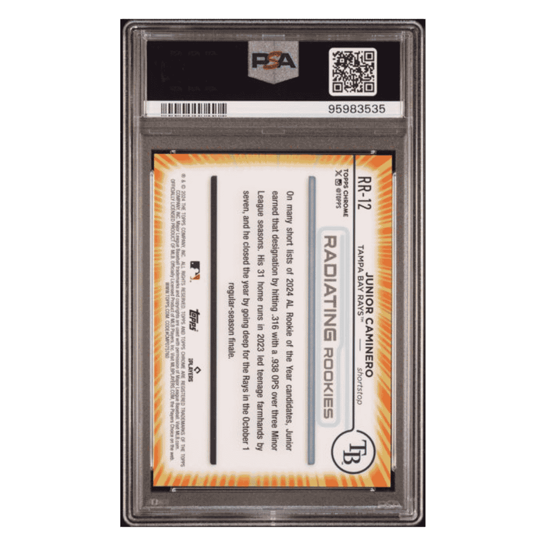 Junior Caminero PSA 10 2024 Topps Chrome Radiating Rookies Card #RR12