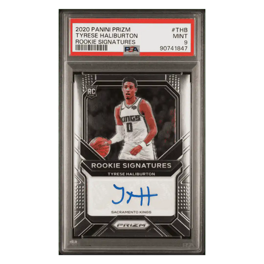 Tyrese Haliburton PSA 9 2020 Panini Prizm Rookie Signatures Card #THB