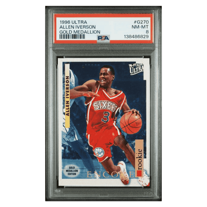 Allen Iverson PSA 8 1996 Fleer Ultra Gold Medallion Card #G270