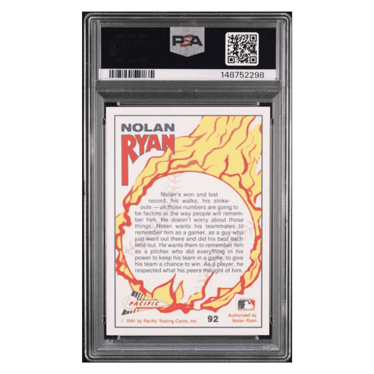 Nolan Ryan PSA 10 1991 Pacific Nolan Ryan Nolan's A Real Gamer Card #92