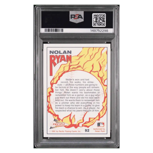 Nolan Ryan PSA 10 1991 Pacific Nolan Ryan Nolan's A Real Gamer Card #92