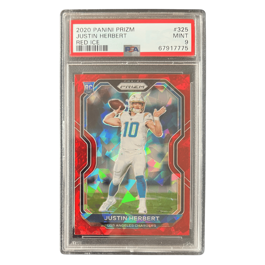 Justin Herbert PSA 9 2020 Panini Prizm Red Ice Rookie RC Card #325