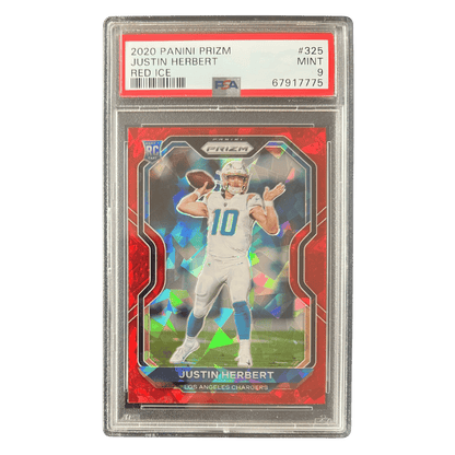 Justin Herbert PSA 9 2020 Panini Prizm Red Ice Rookie RC Card #325