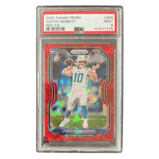 Justin Herbert PSA 9 2020 Panini Prizm Red Ice Rookie RC Card #325