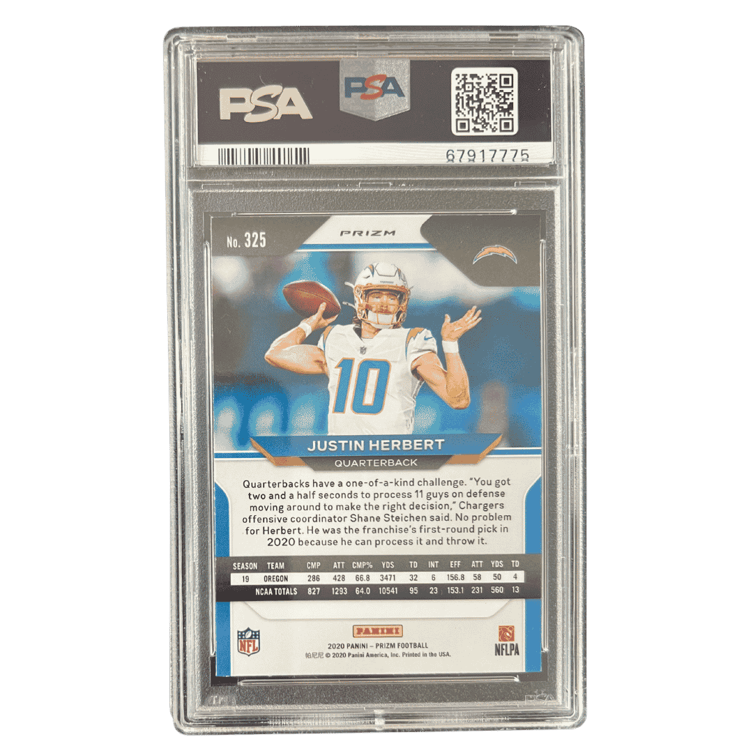 Justin Herbert PSA 9 2020 Panini Prizm Red Ice Rookie RC Card #325
