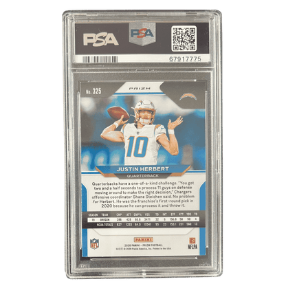 Justin Herbert PSA 9 2020 Panini Prizm Red Ice Rookie RC Card #325