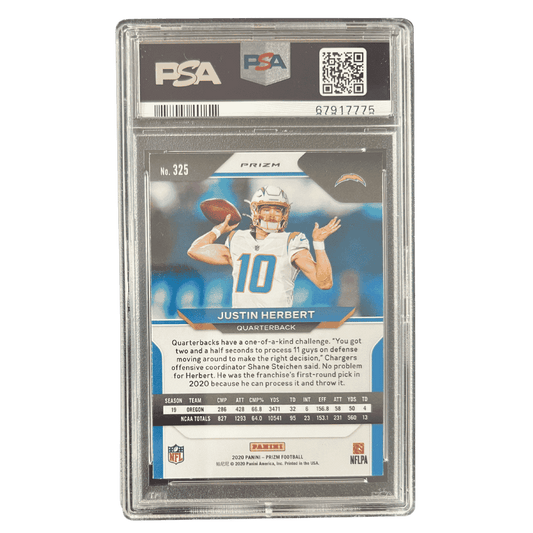 Justin Herbert PSA 9 2020 Panini Prizm Red Ice Rookie RC Card #325