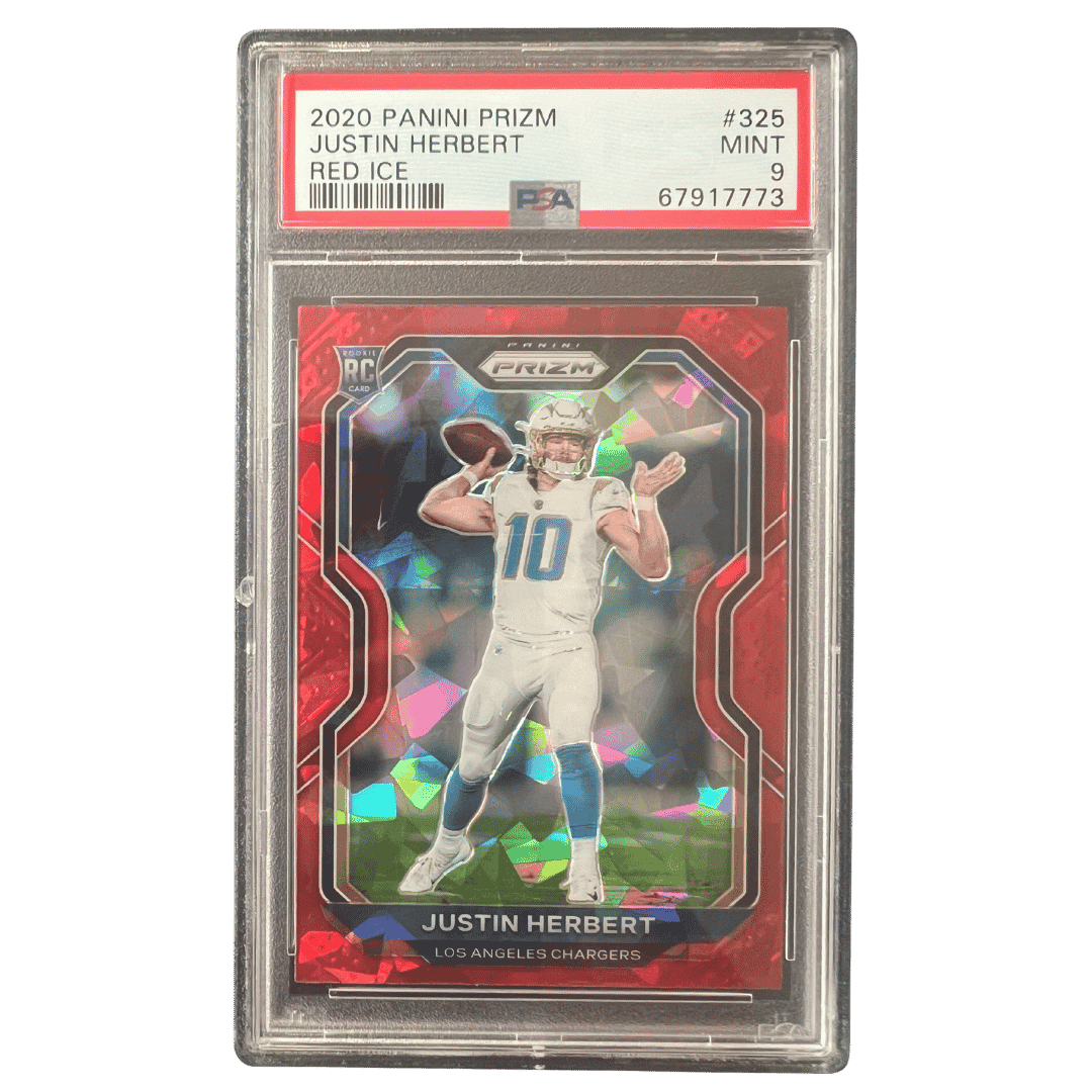 Justin Herbert PSA 9 2020 Panini Prizm Red Ice Rookie RC Card #325