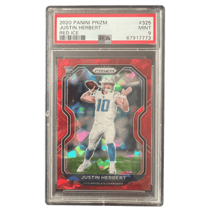 Justin Herbert PSA 9 2020 Panini Prizm Red Ice Rookie RC Card #325