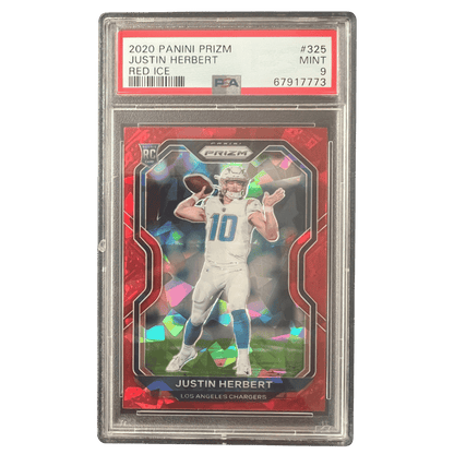 Justin Herbert PSA 9 2020 Panini Prizm Red Ice Rookie RC Card #325