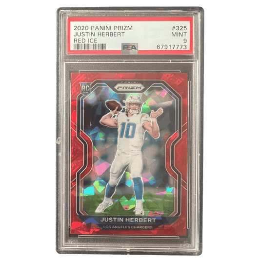 Justin Herbert PSA 9 2020 Panini Prizm Red Ice Rookie RC Card #325
