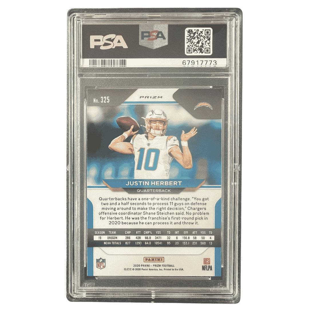Justin Herbert PSA 9 2020 Panini Prizm Red Ice Rookie RC Card #325