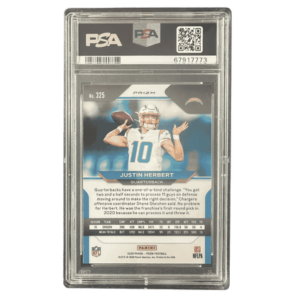 Justin Herbert PSA 9 2020 Panini Prizm Red Ice Rookie RC Card #325