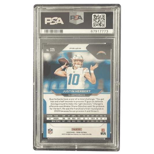 Justin Herbert PSA 9 2020 Panini Prizm Red Ice Rookie RC Card #325