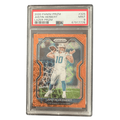 Justin Herbert PSA 9 2020 Panini Prizm Lazer Rookie RC Card #325