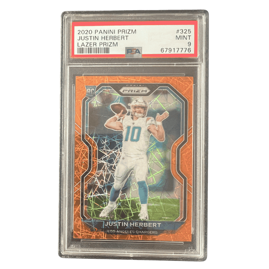Justin Herbert PSA 9 2020 Panini Prizm Lazer Rookie RC Card #325