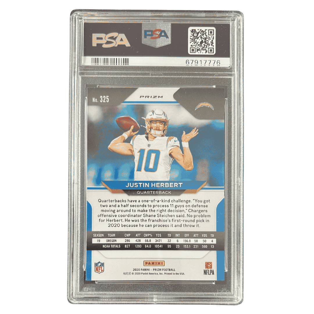 Justin Herbert PSA 9 2020 Panini Prizm Lazer Rookie RC Card #325
