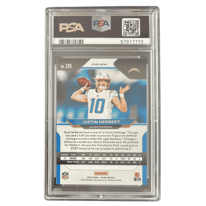 Justin Herbert PSA 9 2020 Panini Prizm Red/ White/ Blue Rookie RC Card #325