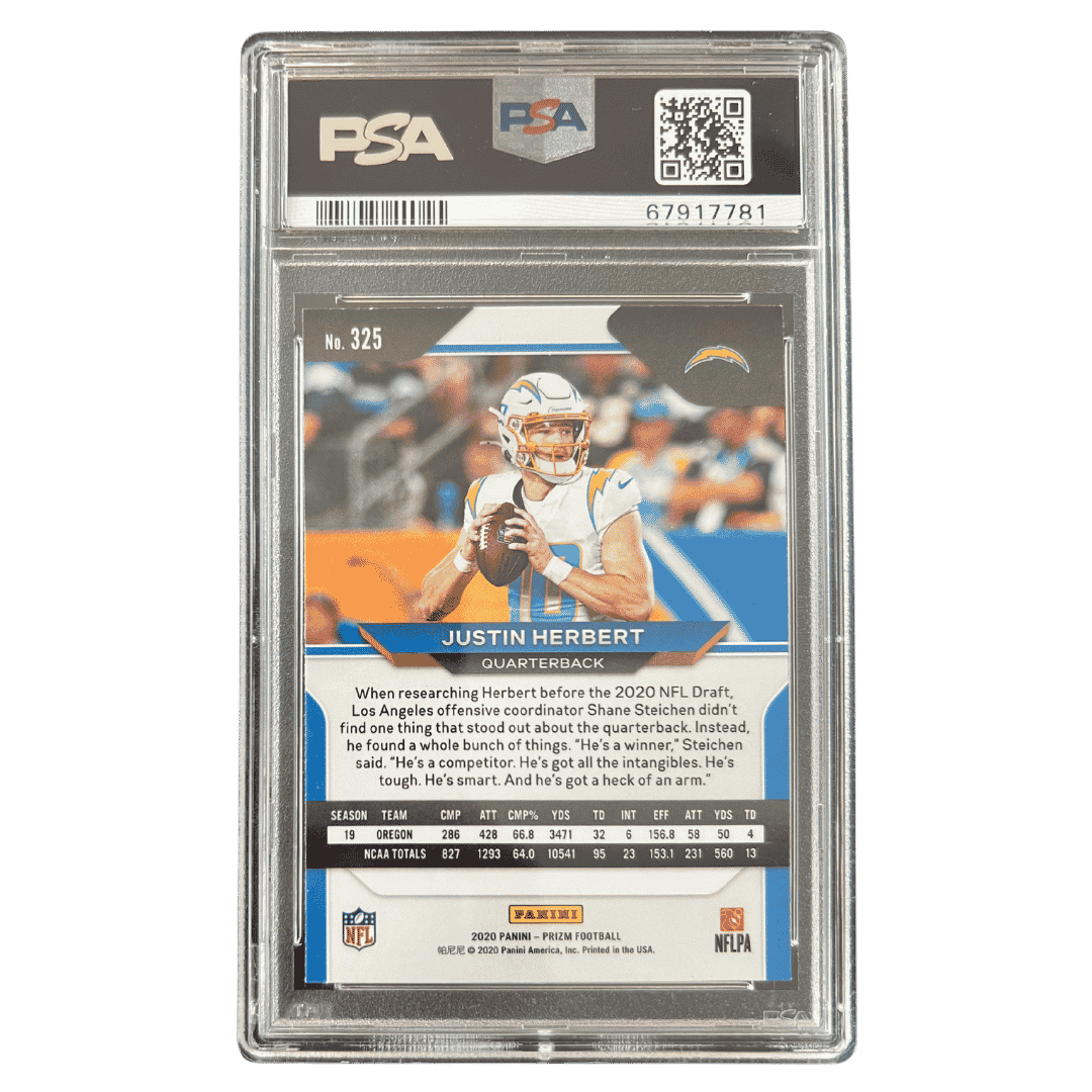 Justin Herbert PSA 9 2020 Panini Prizm SP Rookie RC Card #325