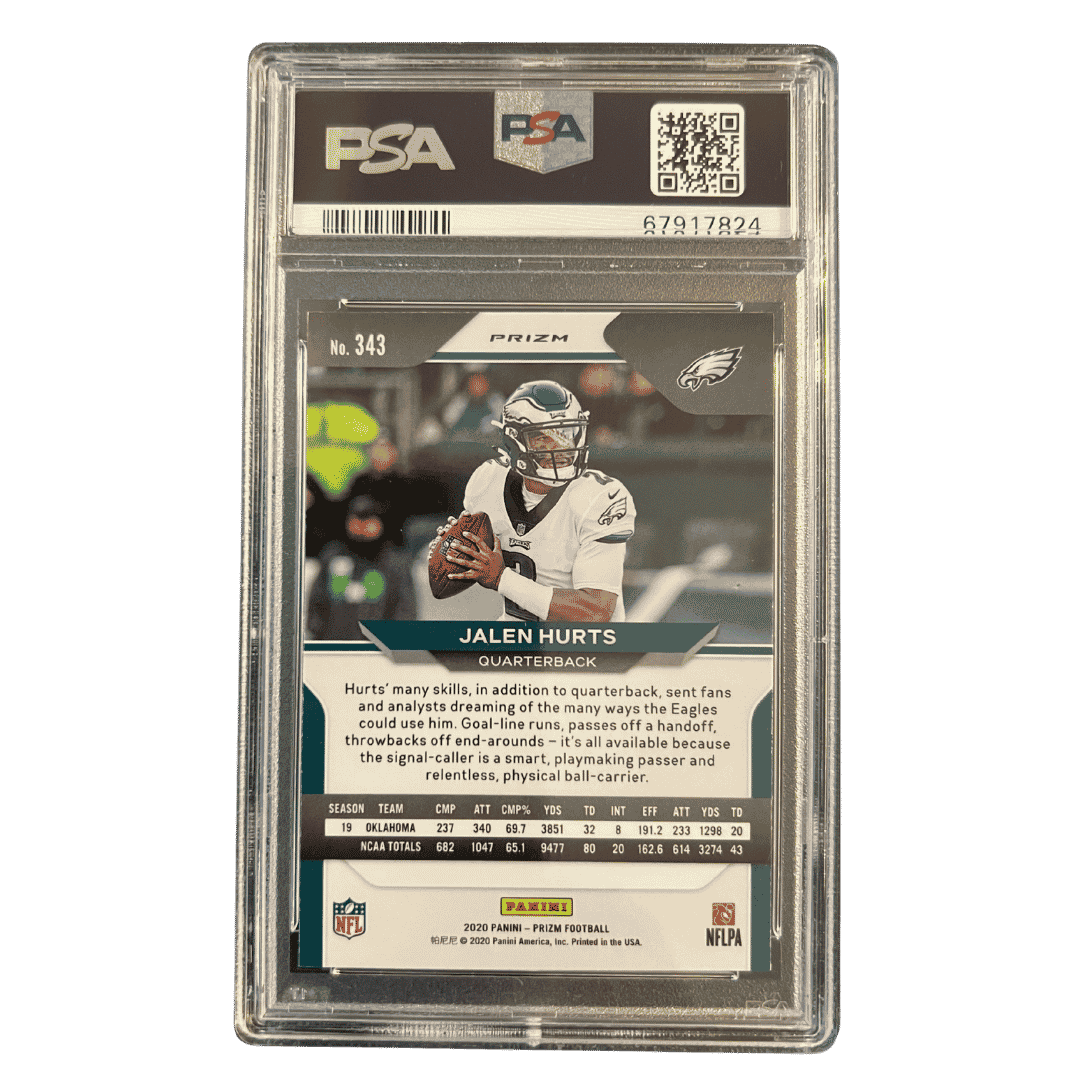 Jalen Hurts PSA 9 2020 Panini Prizm Red/ White/ Blue Rookie RC Card #343