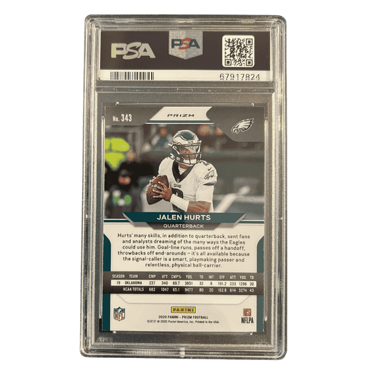Jalen Hurts PSA 9 2020 Panini Prizm Red/ White/ Blue Rookie RC Card #343