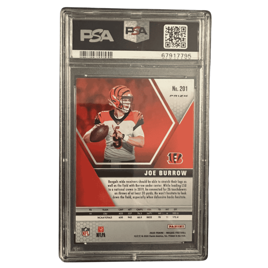 Joe Burrow PSA 9 2020 Panini Mosaic Silver Prizm Rookie Card #201
