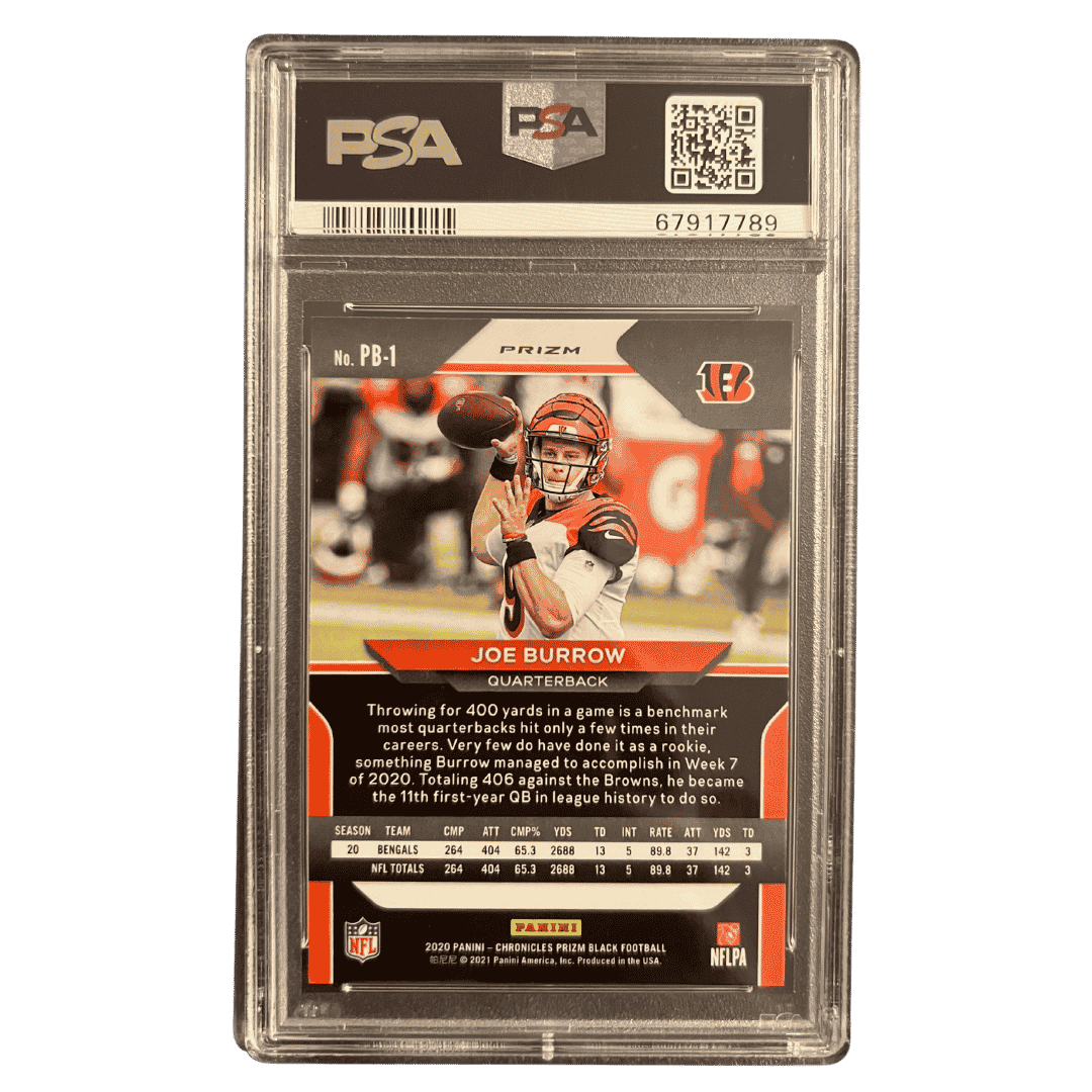 Joe Burrow PSA 9 2020 Panini Chronicles Prizm Black Silver Rookie RC Card #PB1