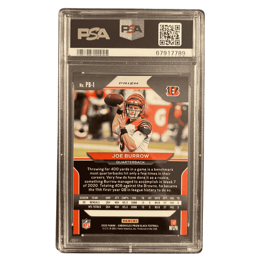 Joe Burrow PSA 9 2020 Panini Chronicles Prizm Black Silver Rookie RC Card #PB1