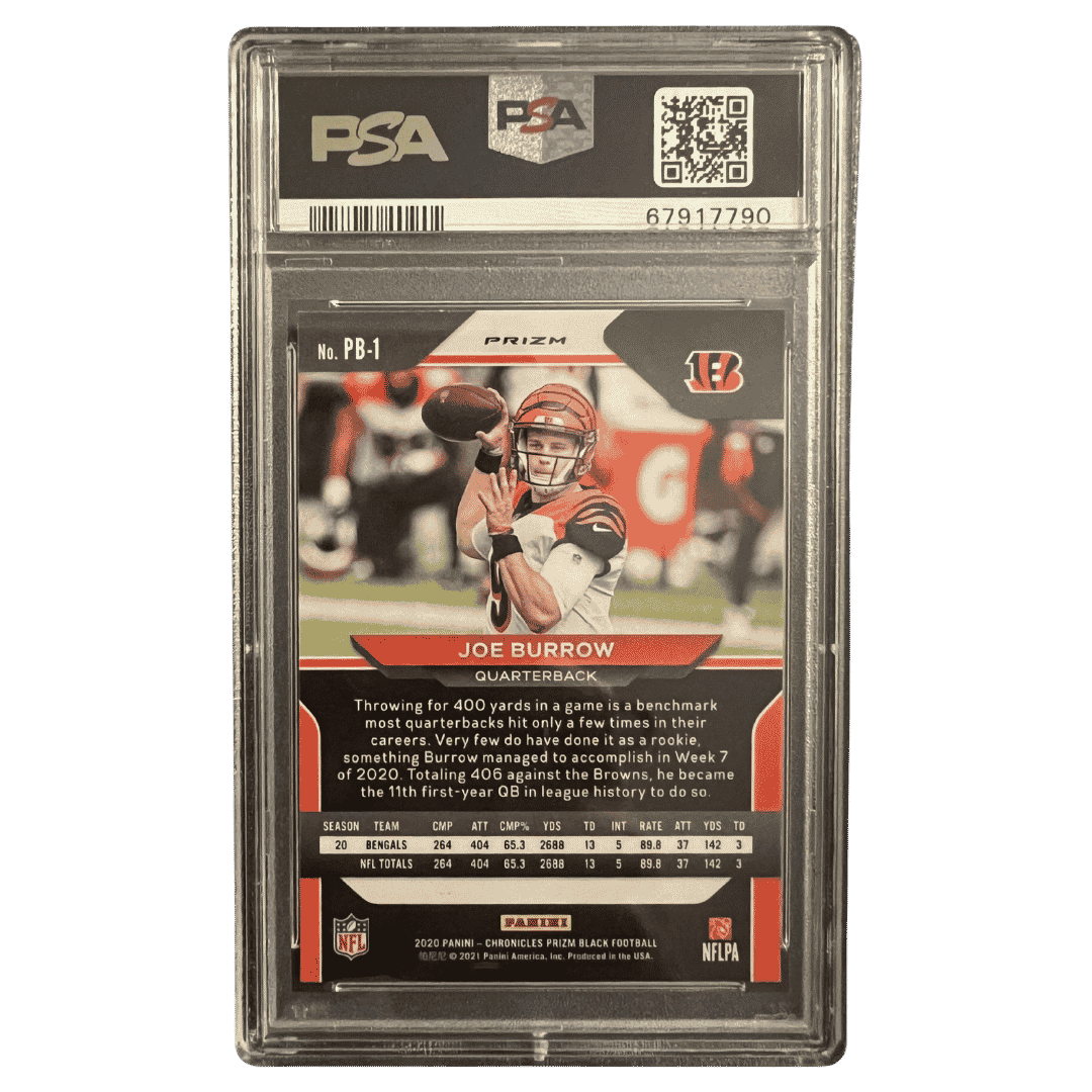 Joe Burrow PSA 9 2020 Panini Chronicles Prizm Black Silver Rookie RC Card #PB1