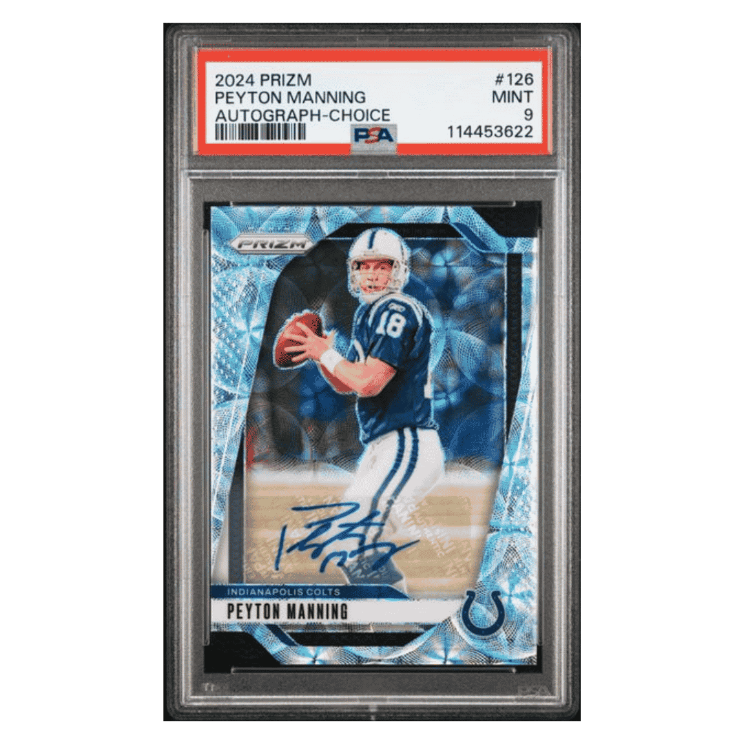 Peyton Manning PSA 9 2024 Panini Prizm Autograph Choice #d/ 25 Card #126