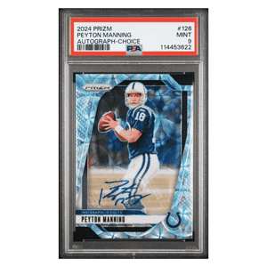 Peyton Manning PSA 9 2024 Panini Prizm Autograph Choice #d/ 25 Card #126
