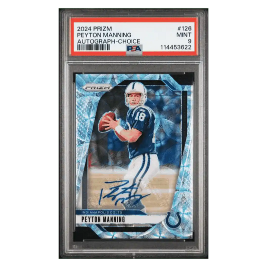 Peyton Manning PSA 9 2024 Panini Prizm Autograph Choice #d/ 25 Card #126