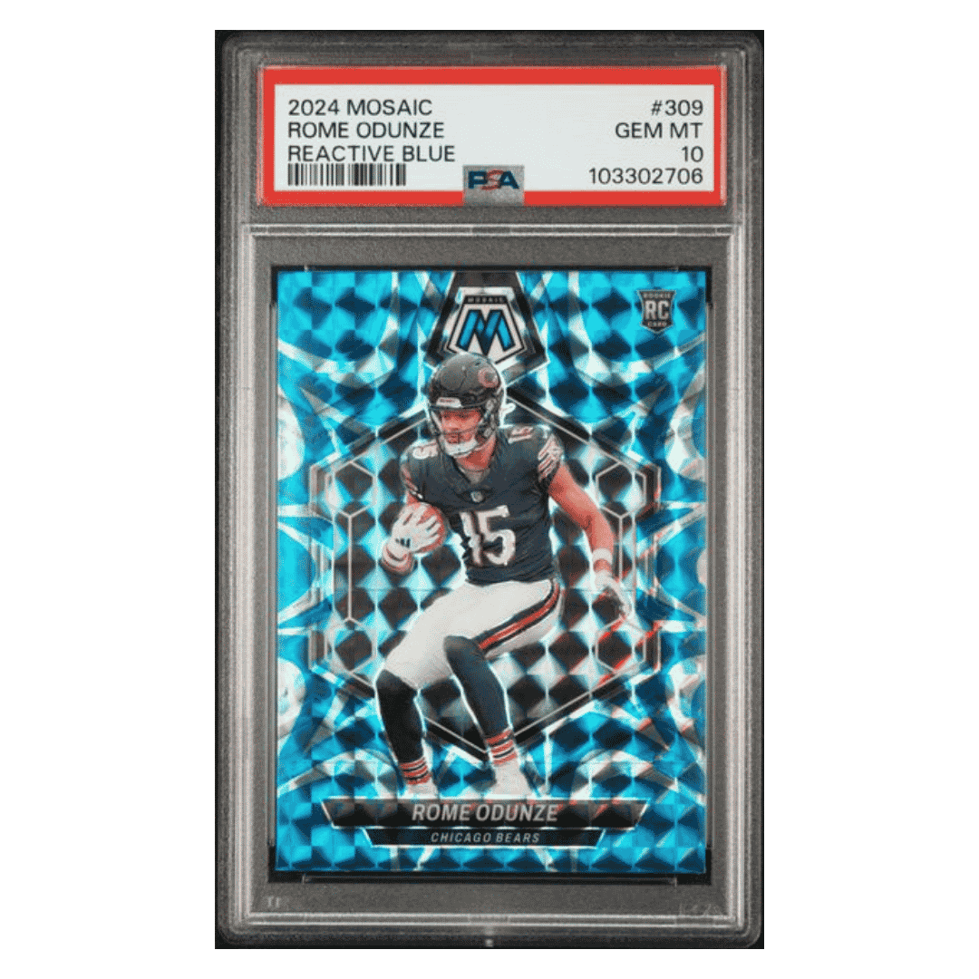 Rome Odunze PSA 10 2024 Panini Mosaic Reactive Blue Card #309