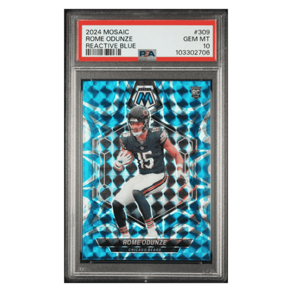 Rome Odunze PSA 10 2024 Panini Mosaic Reactive Blue Card #309