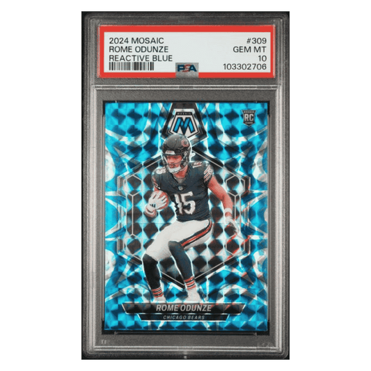 Rome Odunze PSA 10 2024 Panini Mosaic Reactive Blue Card #309