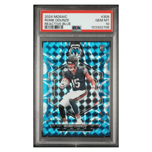 Rome Odunze PSA 10 2024 Panini Mosaic Reactive Blue Card #309