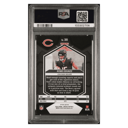 Rome Odunze PSA 10 2024 Panini Mosaic Reactive Blue Card #309