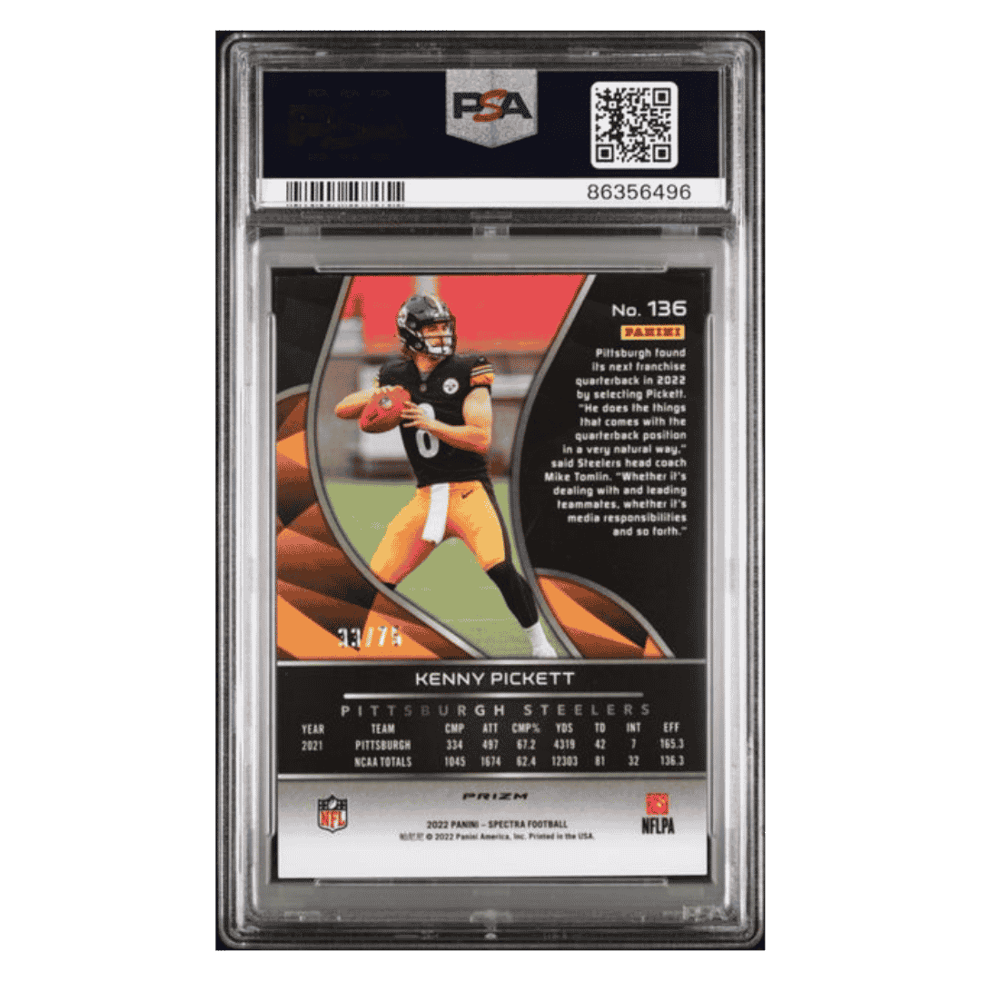Kenny Pickett PSA 10 2022 Panini Spectra Hyper Rookie RC #d/ 75 Card #136