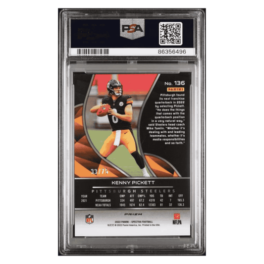 Kenny Pickett PSA 10 2022 Panini Spectra Hyper Rookie RC #d/ 75 Card #136