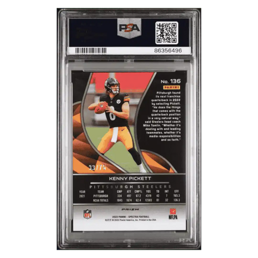 Kenny Pickett PSA 10 2022 Panini Spectra Hyper Rookie RC #d/ 75 Card #136